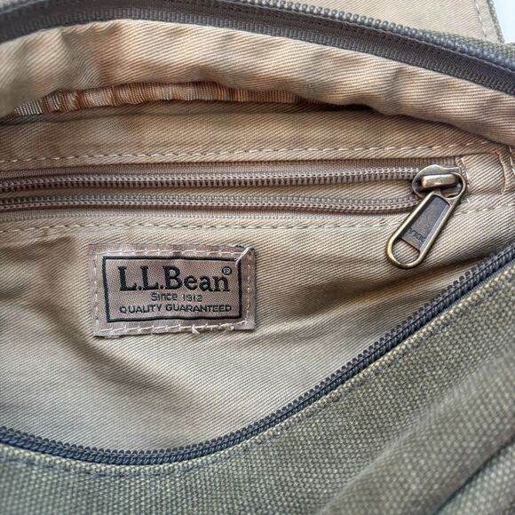 LL BEAN Vintage Unisex Canvas Messenger Flap Field Bag Leather Trim Crossbody - Picture 9 of 16